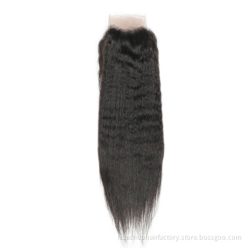 huashuo 50% OFF 100% Unprocessed wholesale Light Yaki Brazilian Hair Extension Human Hair Bundles Natural Black Lace Closure